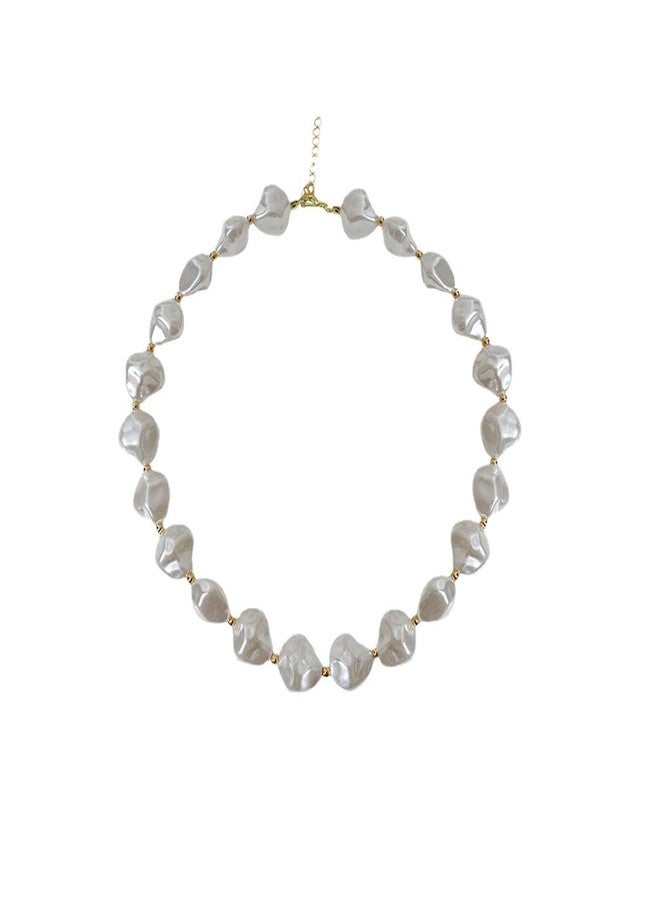 Decixde Pearl Choker Necklace for Women - Baroque, Irregular, White Pearl Beaded Necklace - 38cm + 5cm Extension Chain - Wedding, Birthday Jewelry Gifts - Image 1